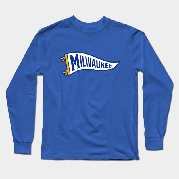 Milwaukee Pennant - Blue Long Sleeve T-Shirt by KFig21